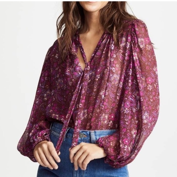 Ulla Johnson Carmine Blouse in Sumac Size 2 Silk - Picture 2 of 10